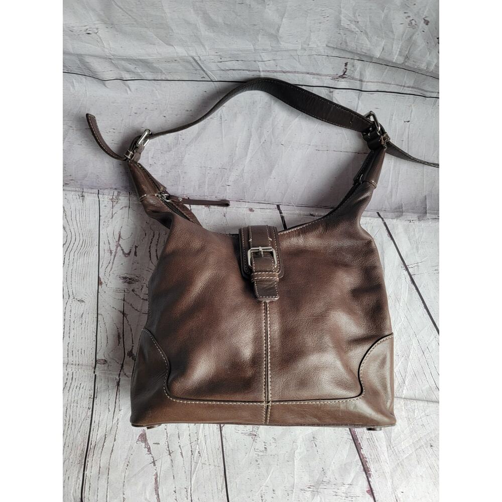 FOSSIL 1954 75082 Vtg Brown Leather Shoulder Hand Bag Purse 12X9X3 inch Women's